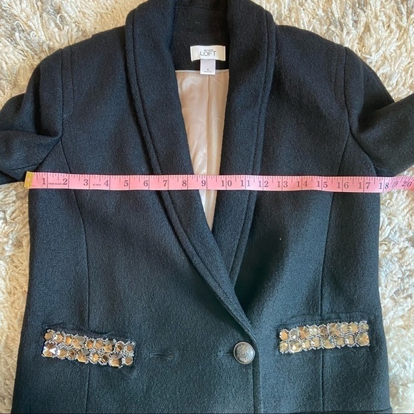 LOFT | Wool Blend Cropped Black Blazer - Picture 12 of 13